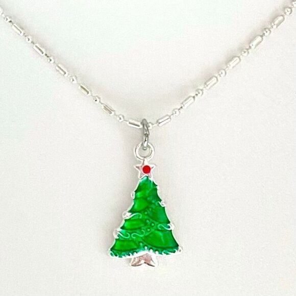 ATP Christmas Tree Necklace with 925 Silver Chain - Picture 1 of 8